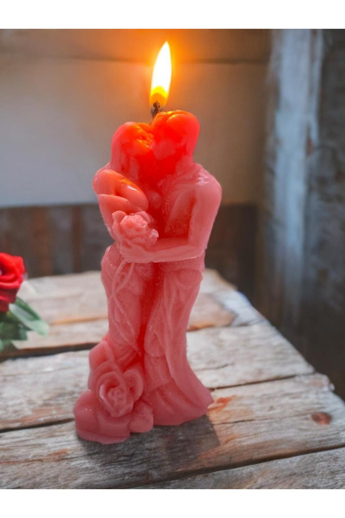 Aresmumatölyesi  Dekoratif Hediyelik Sarilan Çift Çiçek Kokulu Dilek Mumu