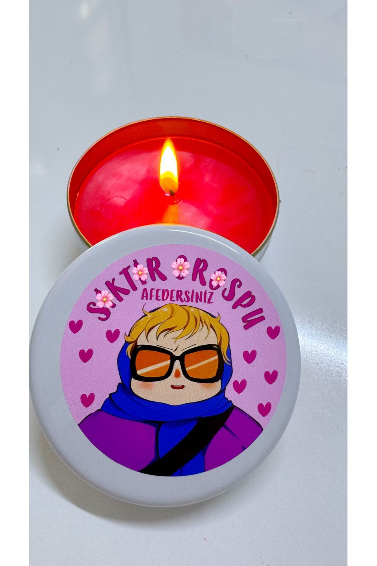 Aresmumatölyesi  Dekoratif Hediyelik Esprili Afedersiniz Teyze Teneke Mum
