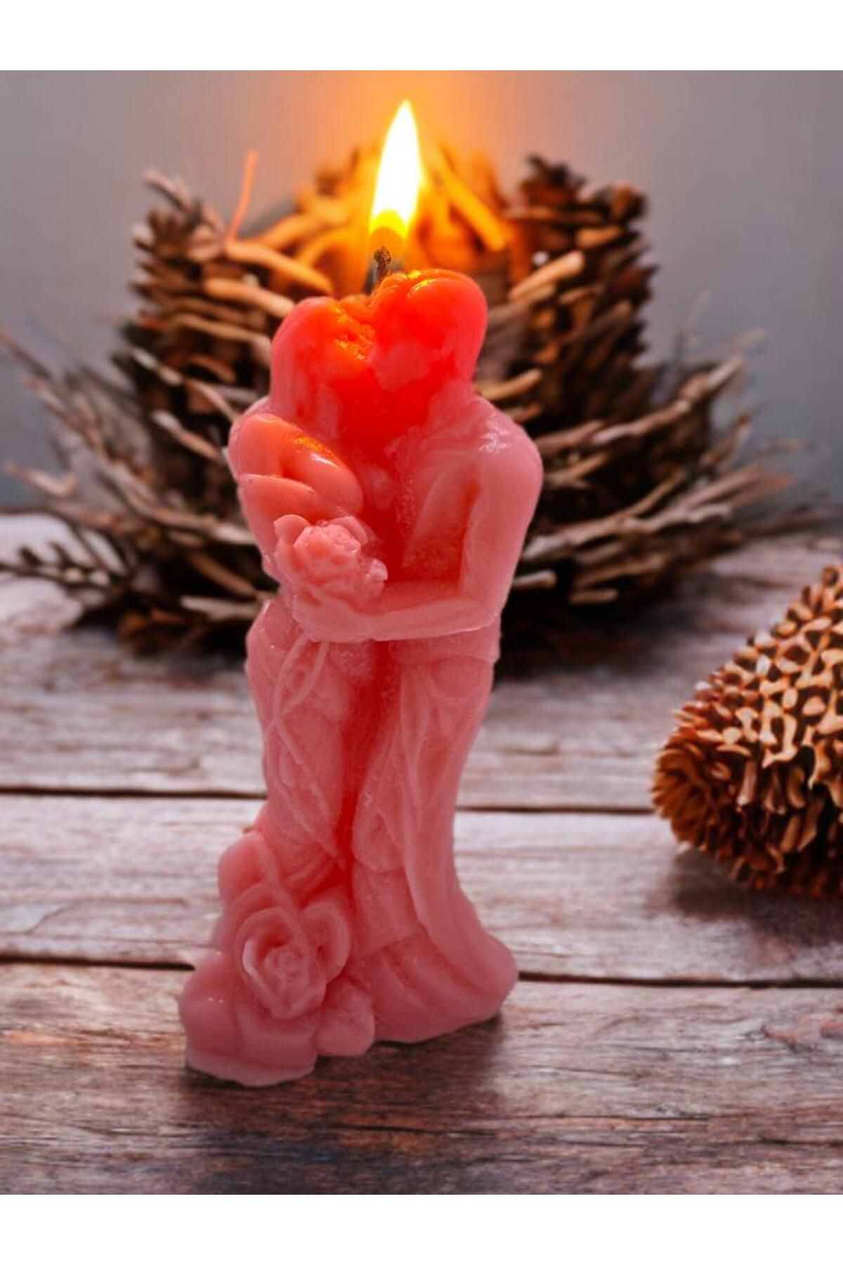 Aresmumatölyesi  Dekoratif Hediyelik Sarilan Çift Çiçek Kokulu Dilek Mumu