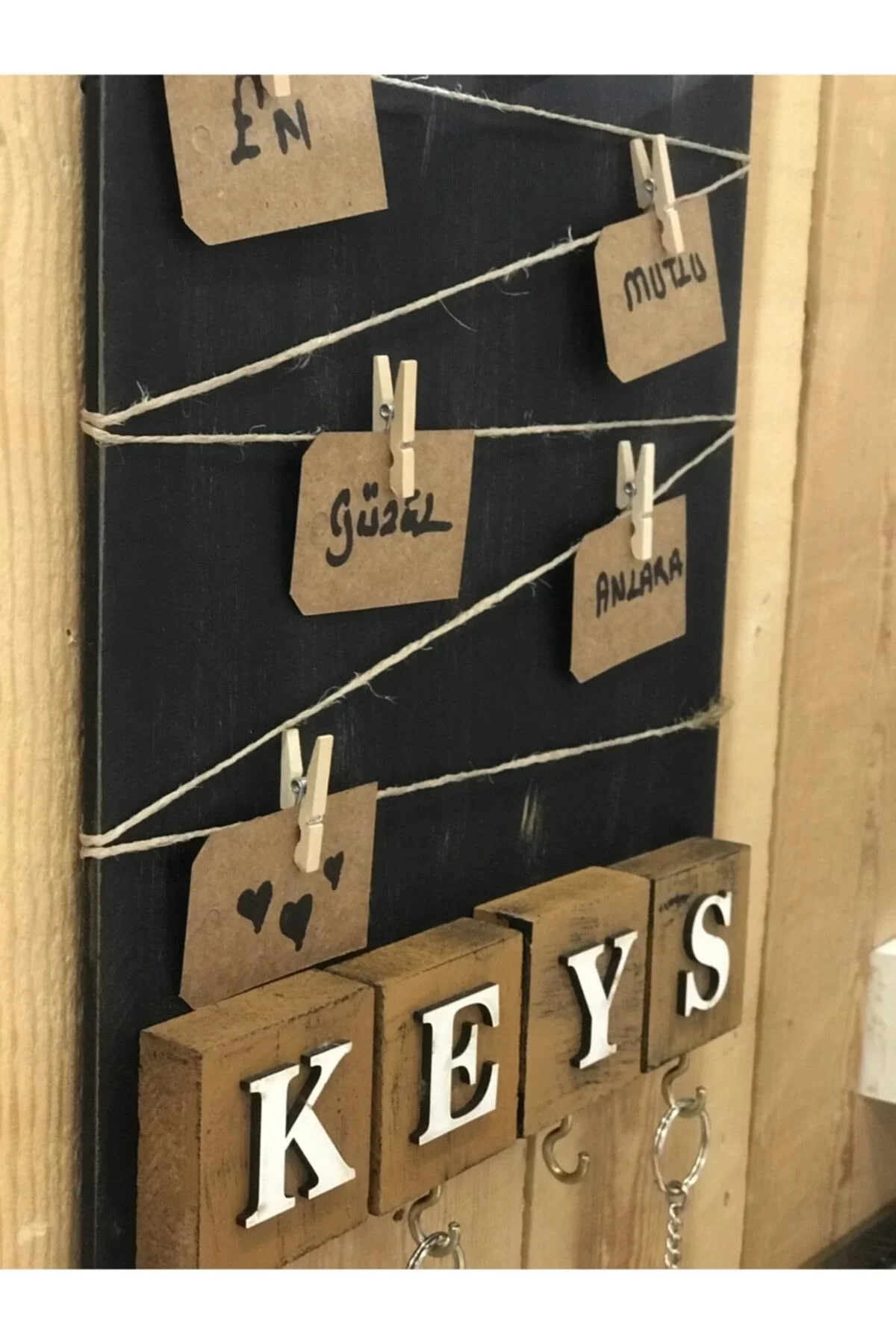 Dekoratif Home Keys Ahşap Resimlik ve Notluk (Kahverengi) ( )