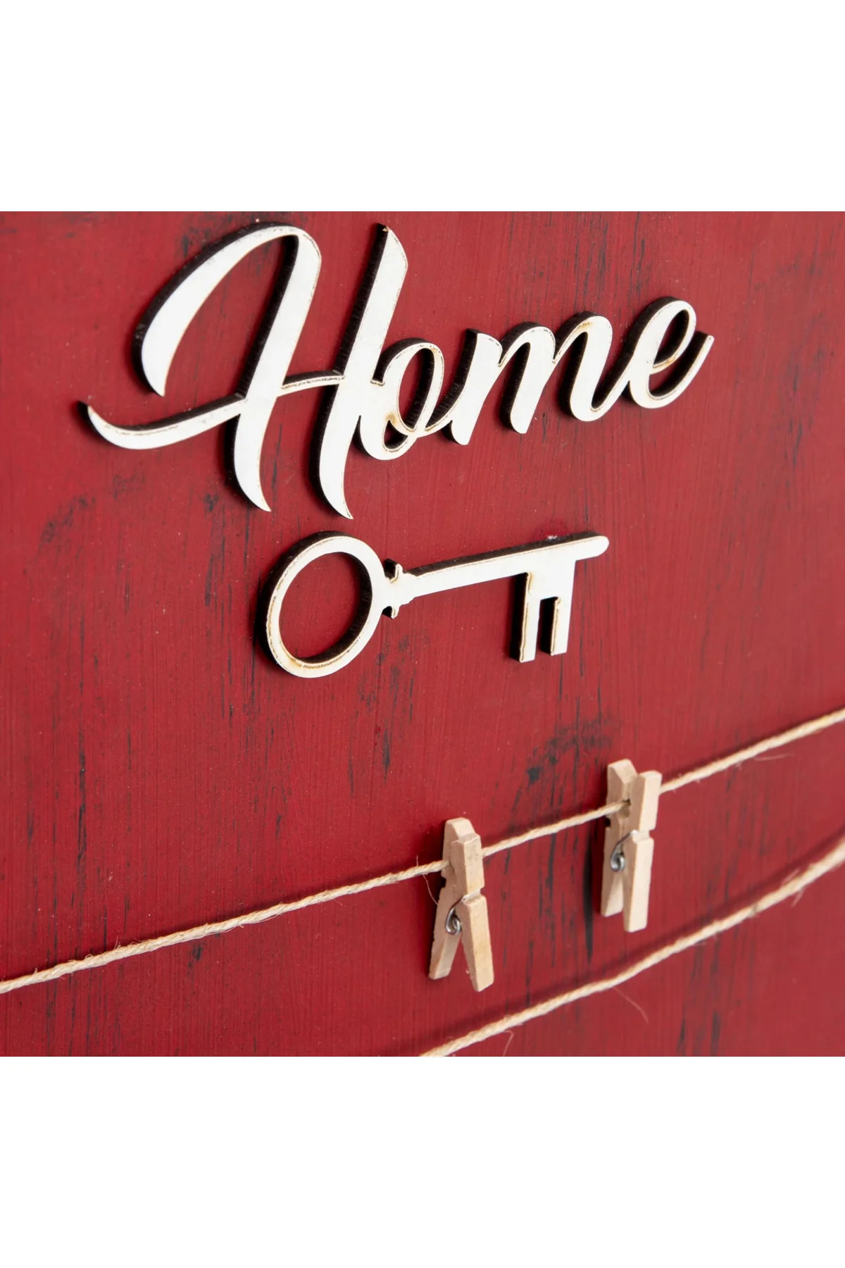 Dekoratif Home Keys Ahşap Resimlik ve Notluk (Kırmızı) ( Lisinya 