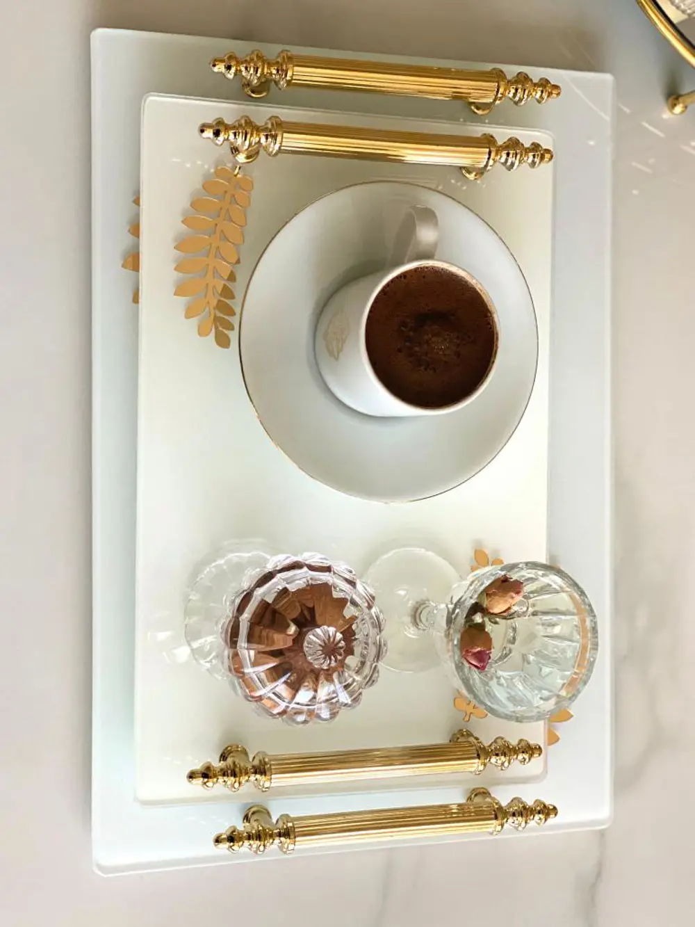 Dekoratif İkili Söz Tepsisi Nişan Tepsisi Damat Kahve Tepsisi