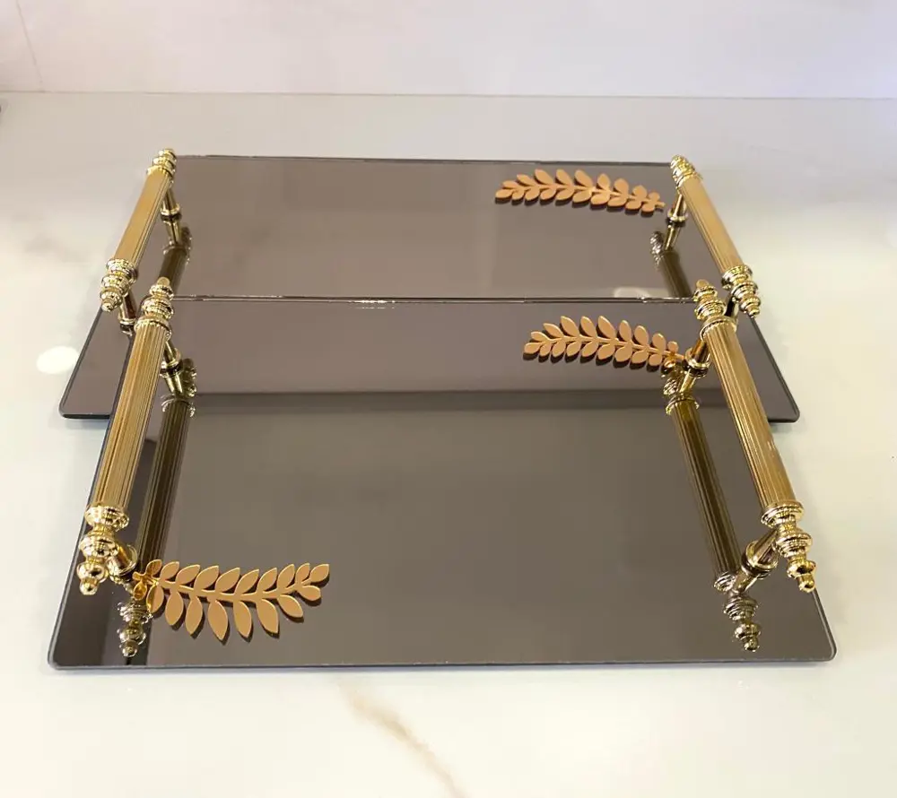 Dekoratif İkili Söz Tepsisi Nişan Tepsisi Damat Kahve Tepsisi