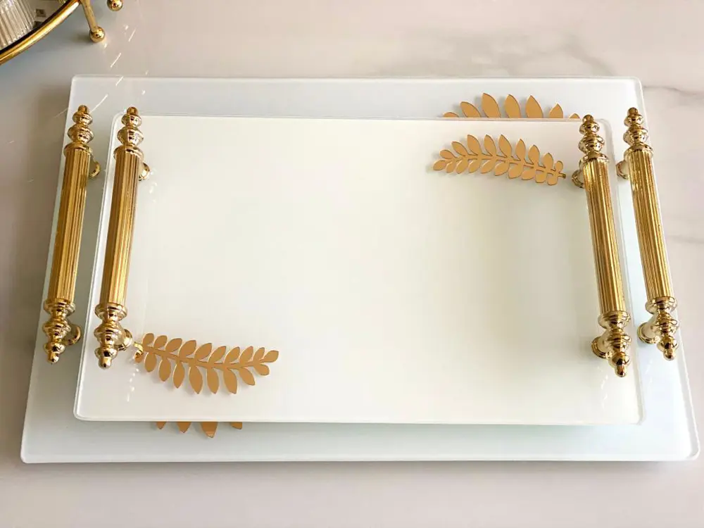 Dekoratif İkili Söz Tepsisi Nişan Tepsisi Damat Kahve Tepsisi