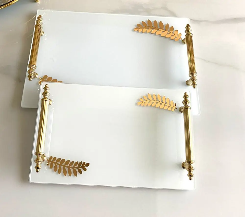 Dekoratif İkili Söz Tepsisi Nişan Tepsisi Damat Kahve Tepsisi