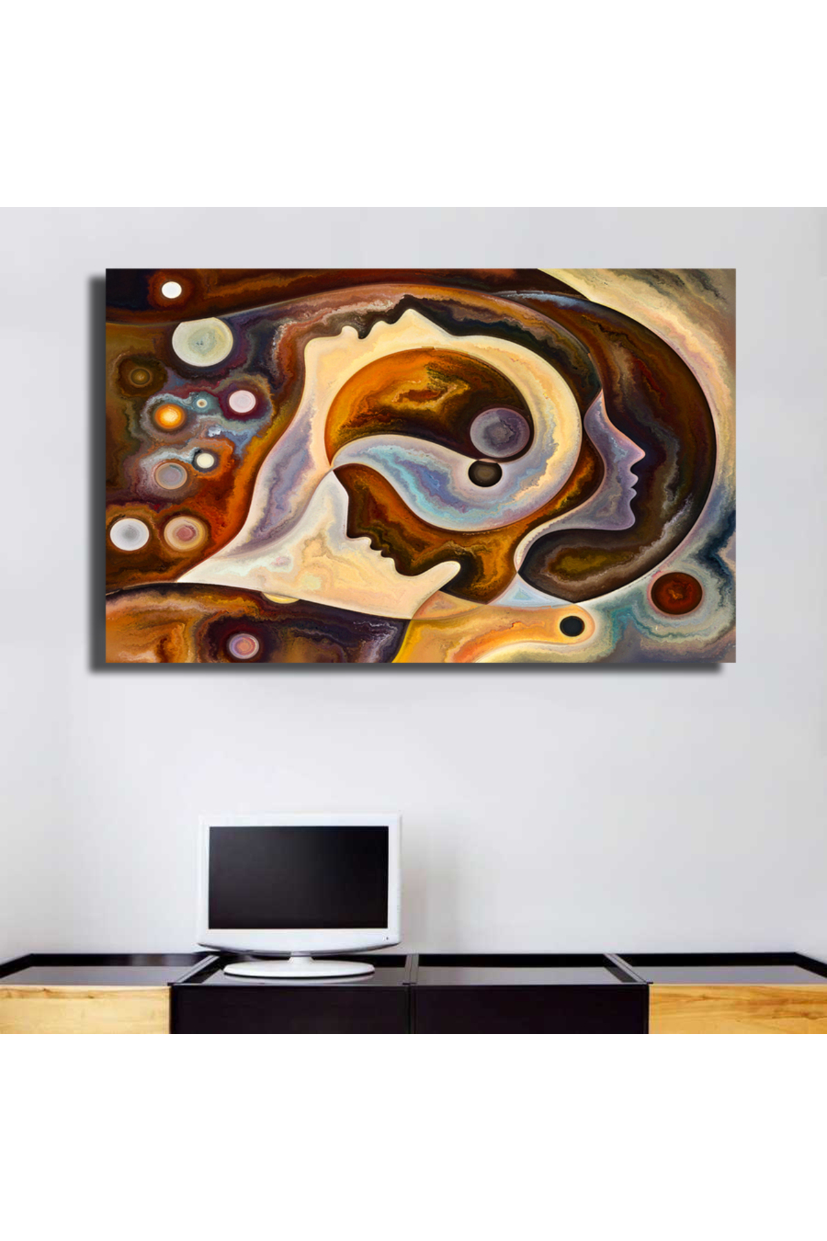 Korkmazkanvas Dekoratif İnsan Yüzlerinden Yapılmış Doku Serisi. Kanvas Tablo