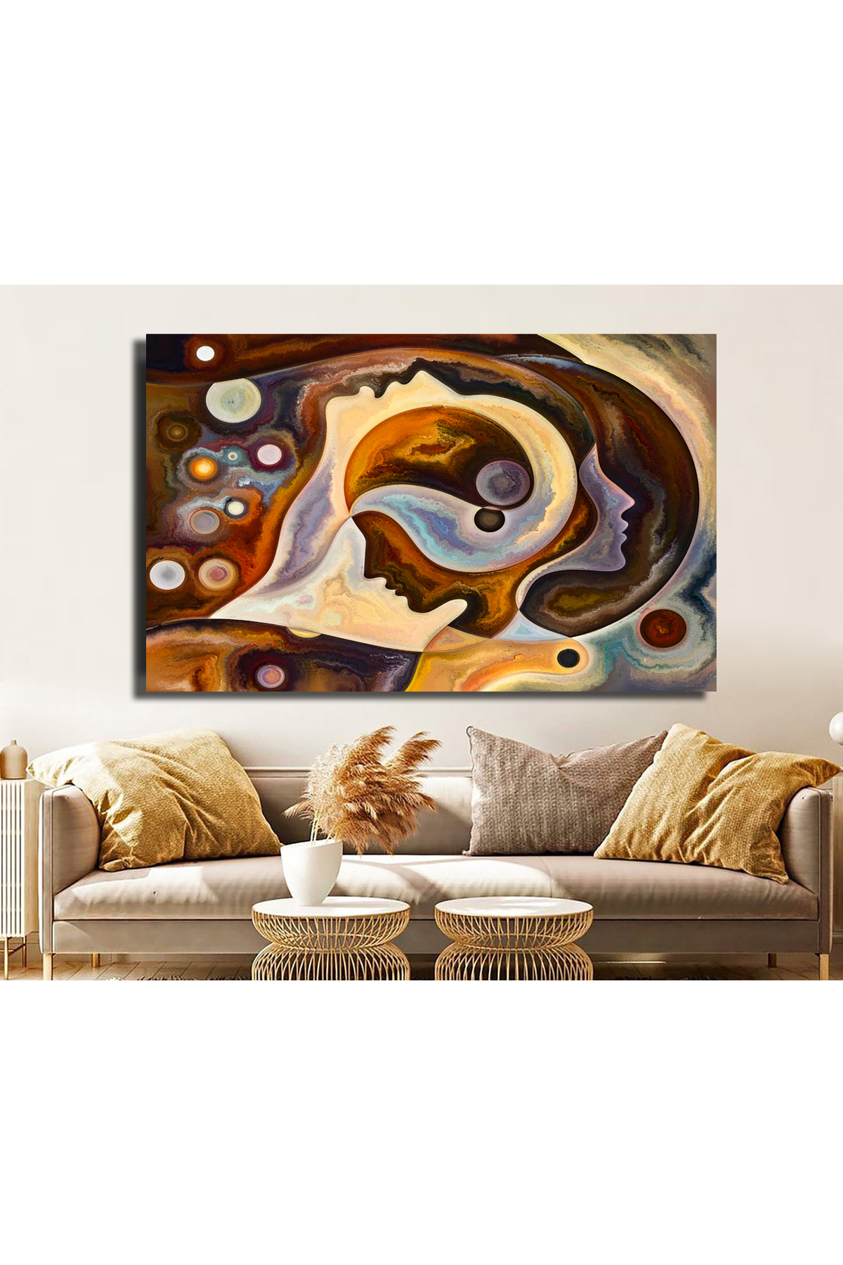 Korkmazkanvas Dekoratif İnsan Yüzlerinden Yapılmış Doku Serisi. Kanvas Tablo