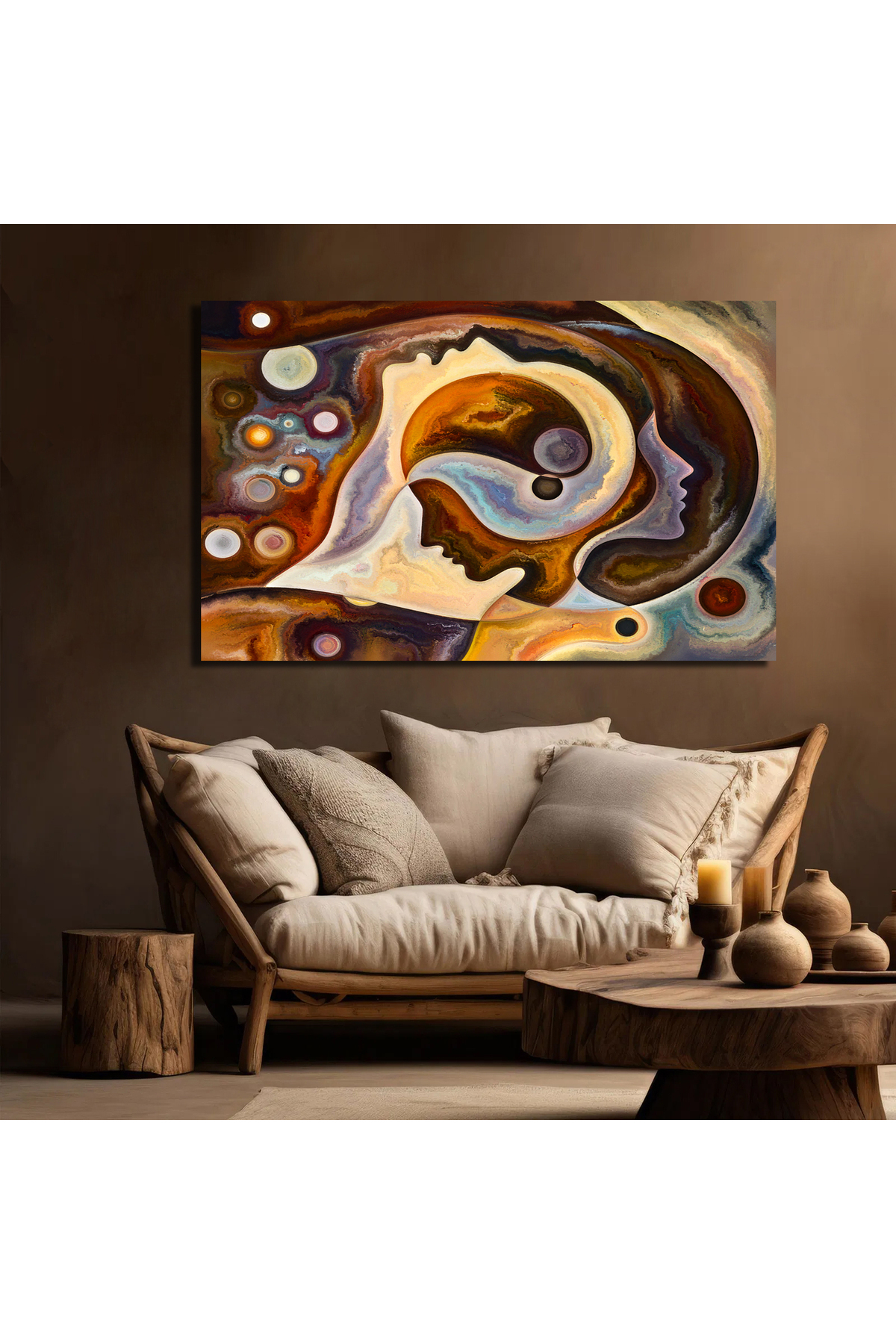 Korkmazkanvas Dekoratif İnsan Yüzlerinden Yapılmış Doku Serisi. Kanvas Tablo