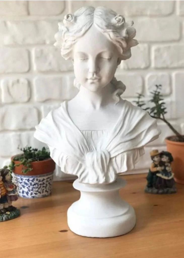 Dekoratif Kadın Büst Beyaz Ophelia Heykel Biblo