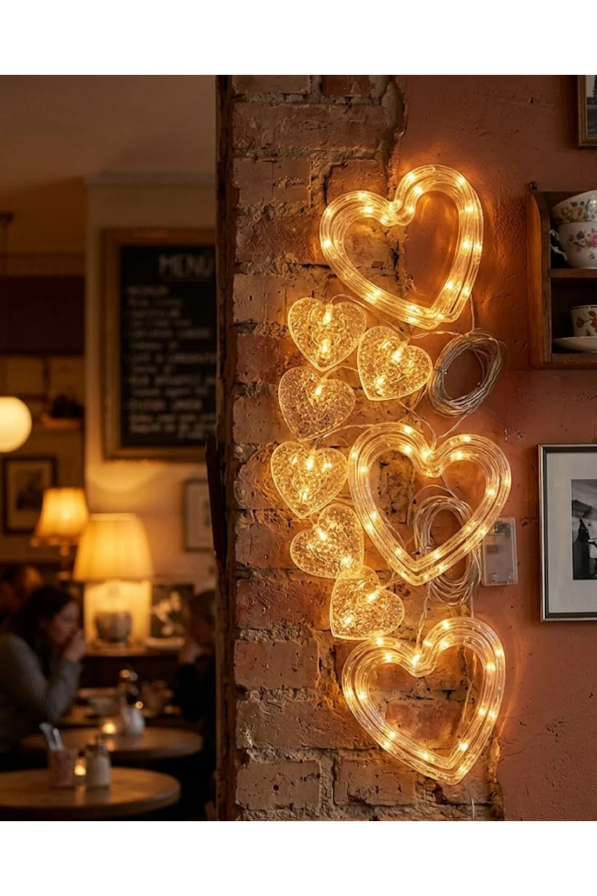 Dekoratif Kalp LED Neon Lamba Romantik Oda Balkon ve Masa Üstü Işığı