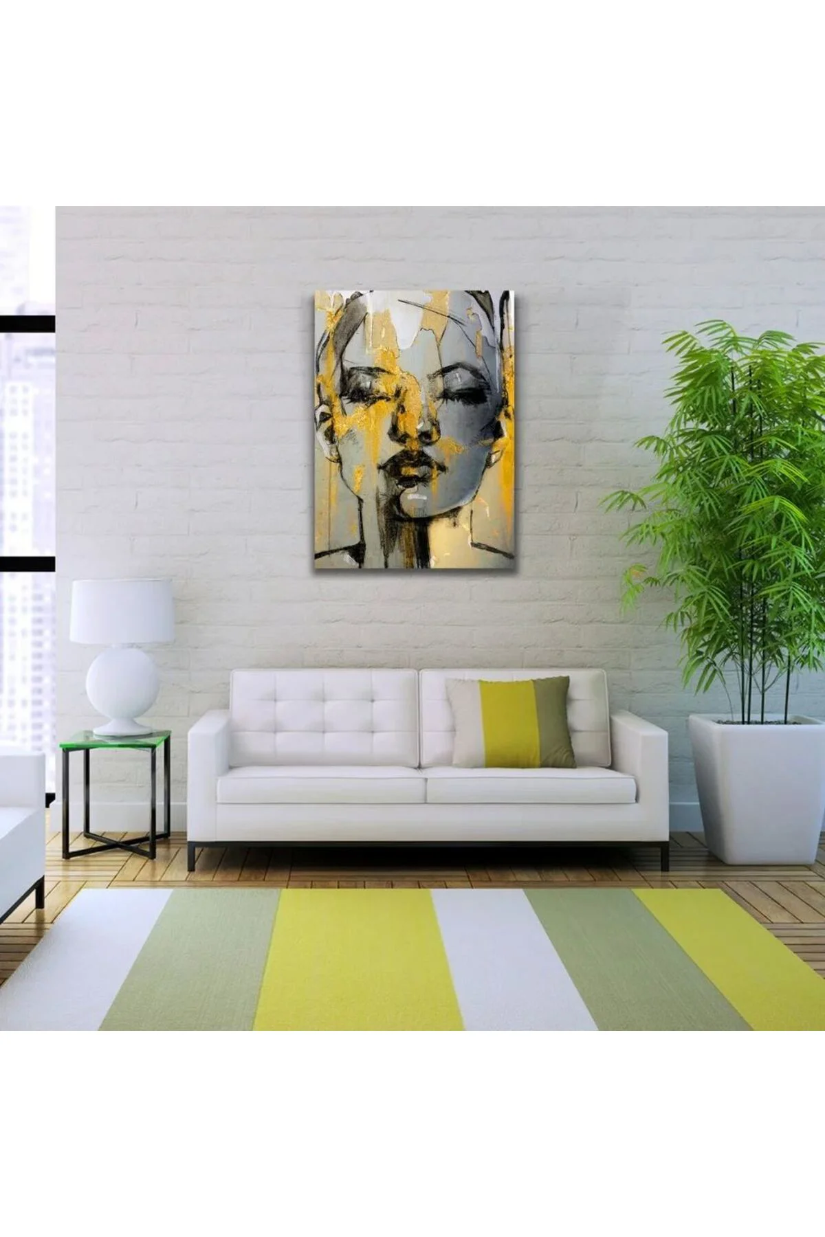 Dekoratif Karakalem Soyut Kadın Portresi Kanvas Tablo 50 x 70