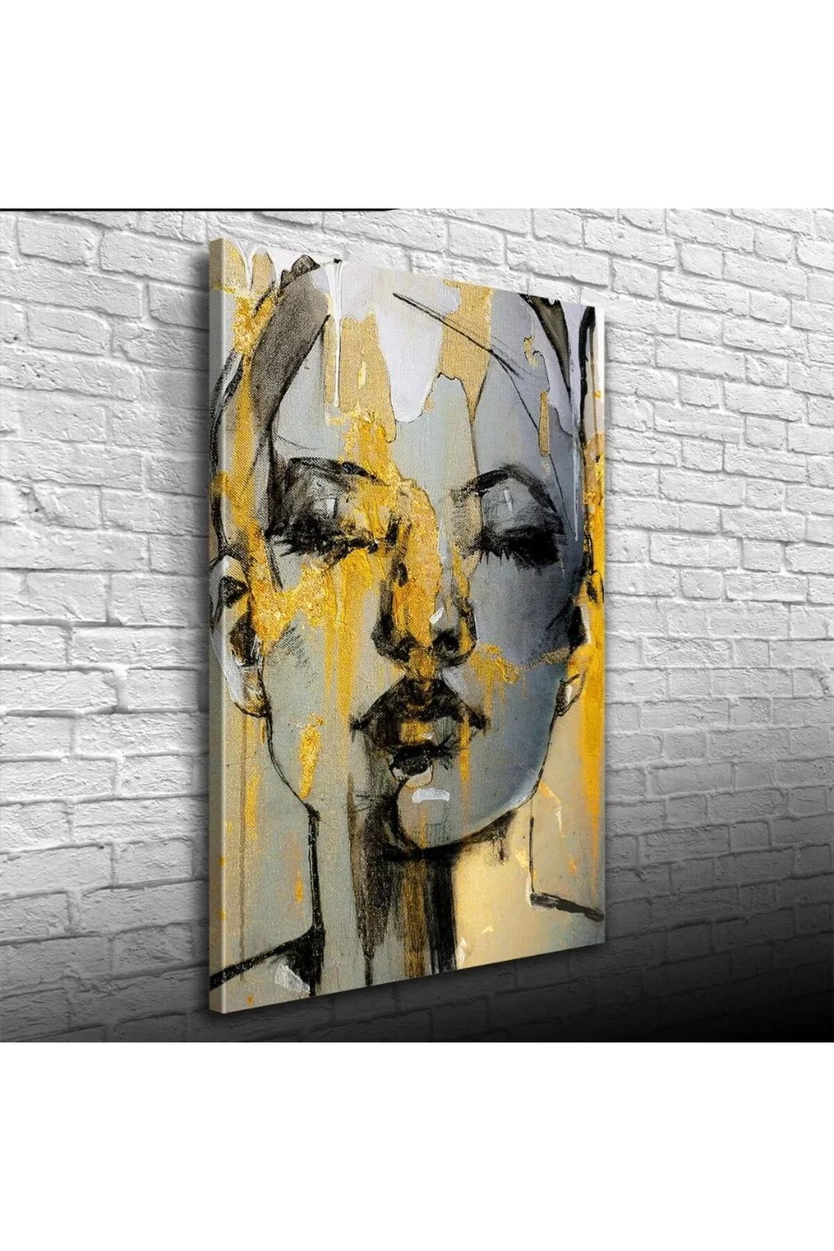 Dekoratif Karakalem Soyut Kadın Portresi Kanvas Tablo 50 x 70