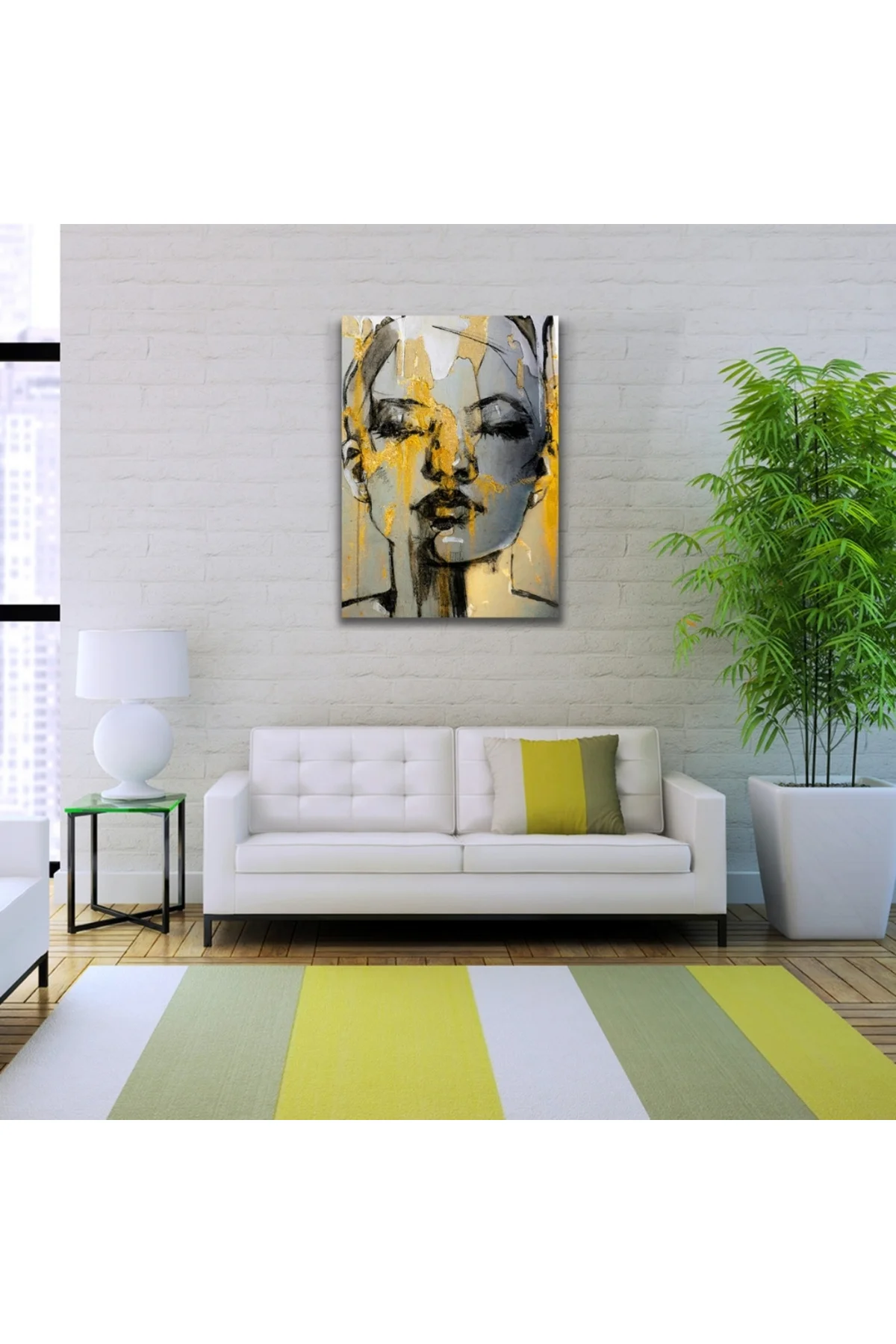 Dekoratif Karakalem Soyut Kadın Portresi Kanvas Tablo 50 x 70