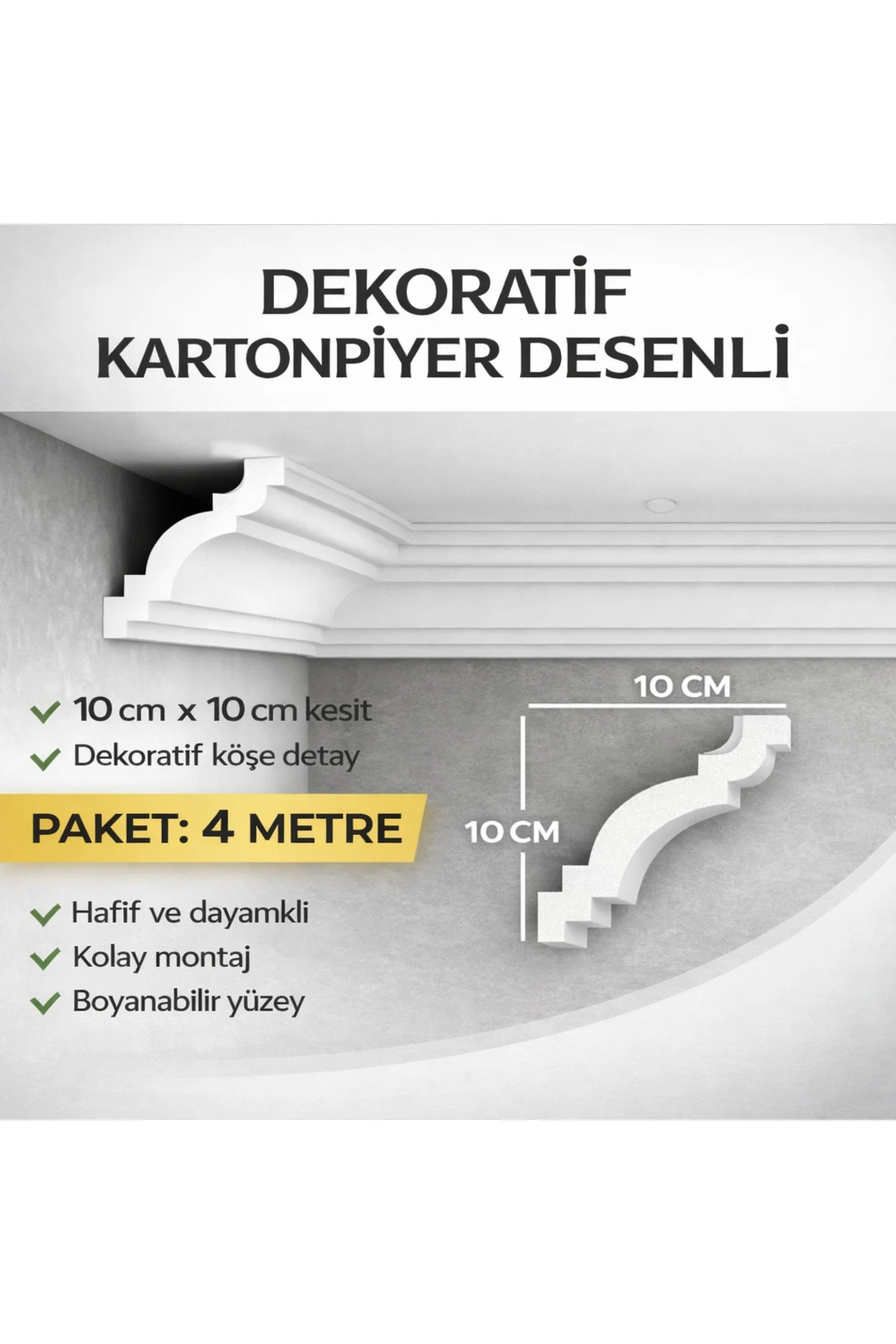 Dekoratif Kartonpiyer Desenli Tavan Kaplama – 4 Metre Paket Dekoratif Kartonpiyer Desenli Tavan Kaplama – 4 Metre Paket