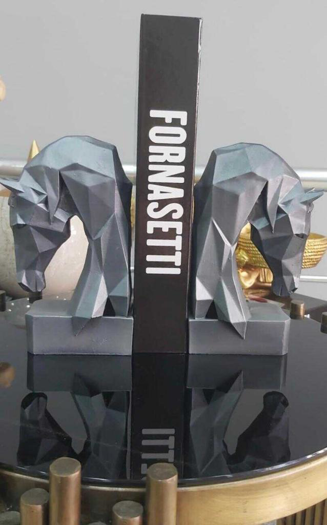 Mirsa Global Dekoratif Kitap Tutucu Kübik At Figürlü 2 Li Antrasit (Pplyester)