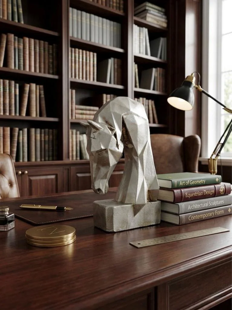 Dekoratif Kitap Tutucu Gümüş Kübit At Figürlü Biblo