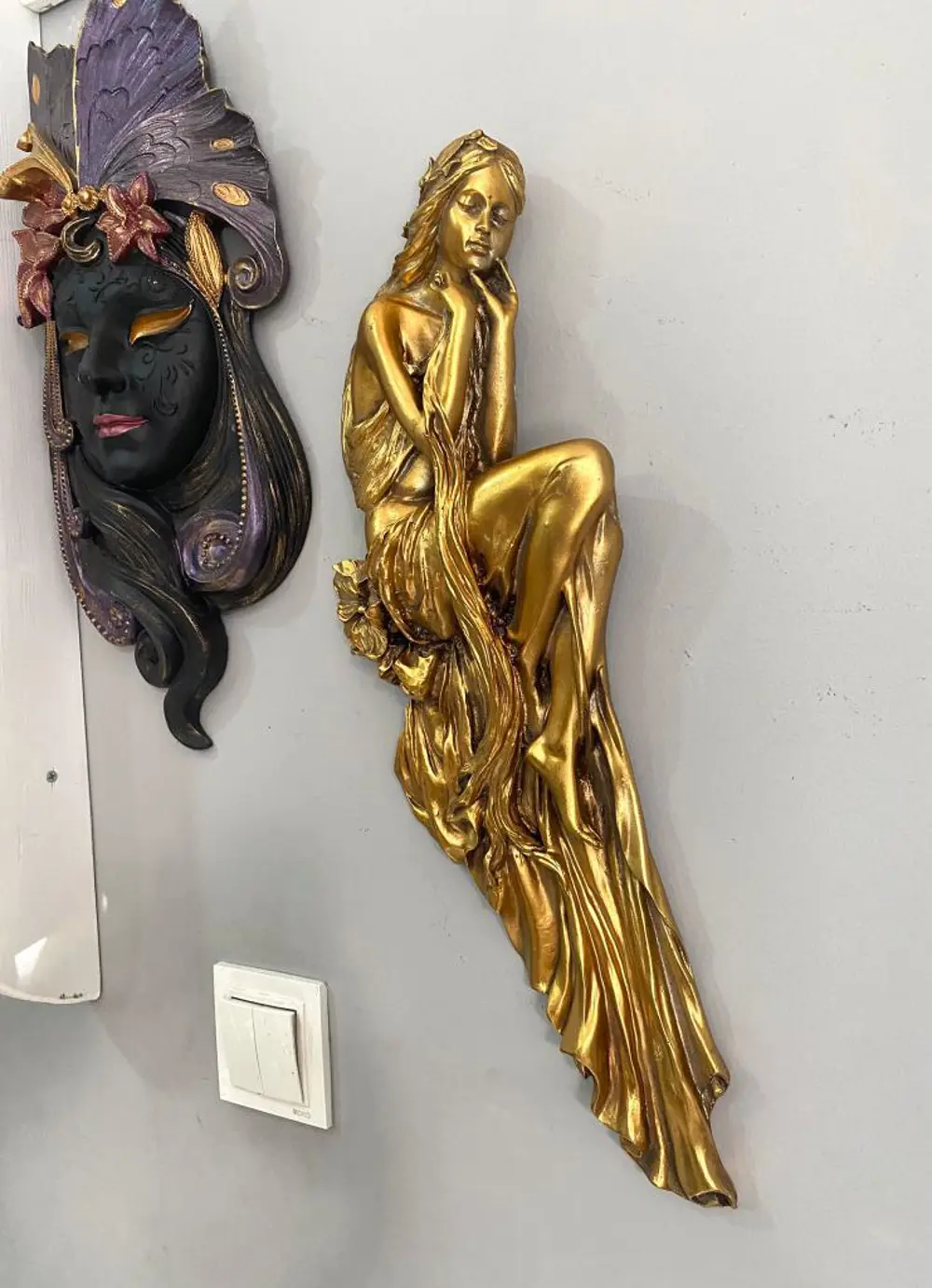 Dekoratif Kız Pano Duvar Heykel Biblo