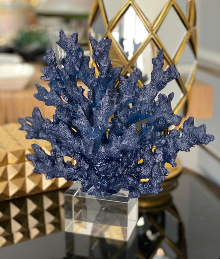 Mirsa Global Dekoratif Krıstal Kaideli Mercan Biblo  Lcivert Renk