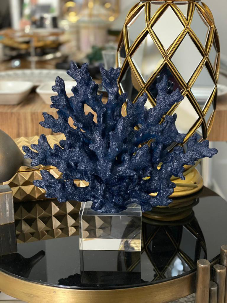 Mirsa Global Dekoratif Krıstal Kaideli Mercan Biblo  Lcivert Renk