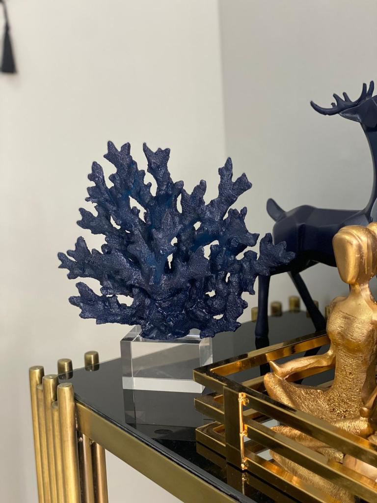 Mirsa Global Dekoratif Krıstal Kaideli Mercan Biblo  Lcivert Renk