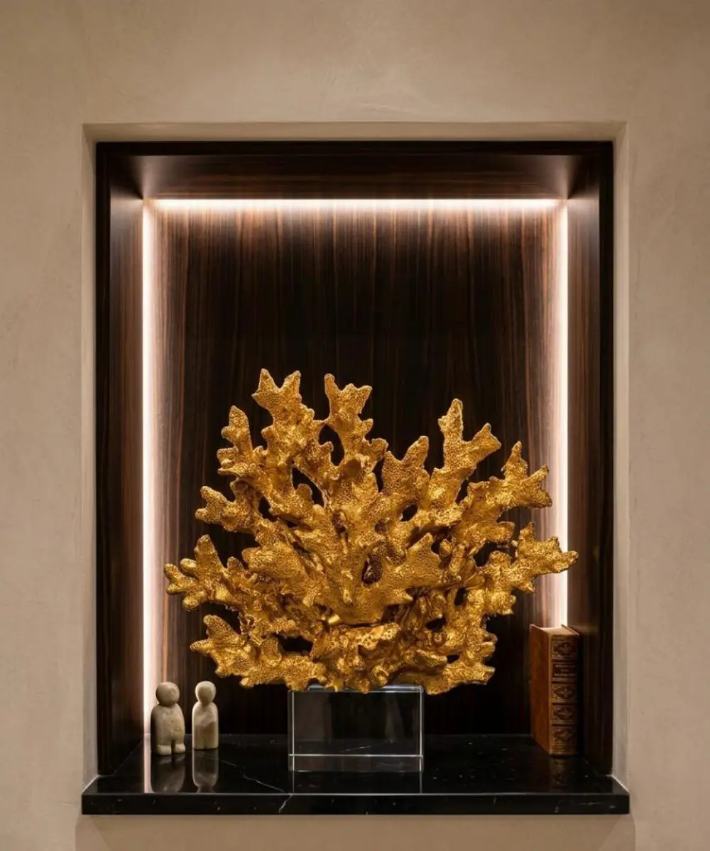 Dekoratif Kristal Kaideli Mercan Biblo Bronz