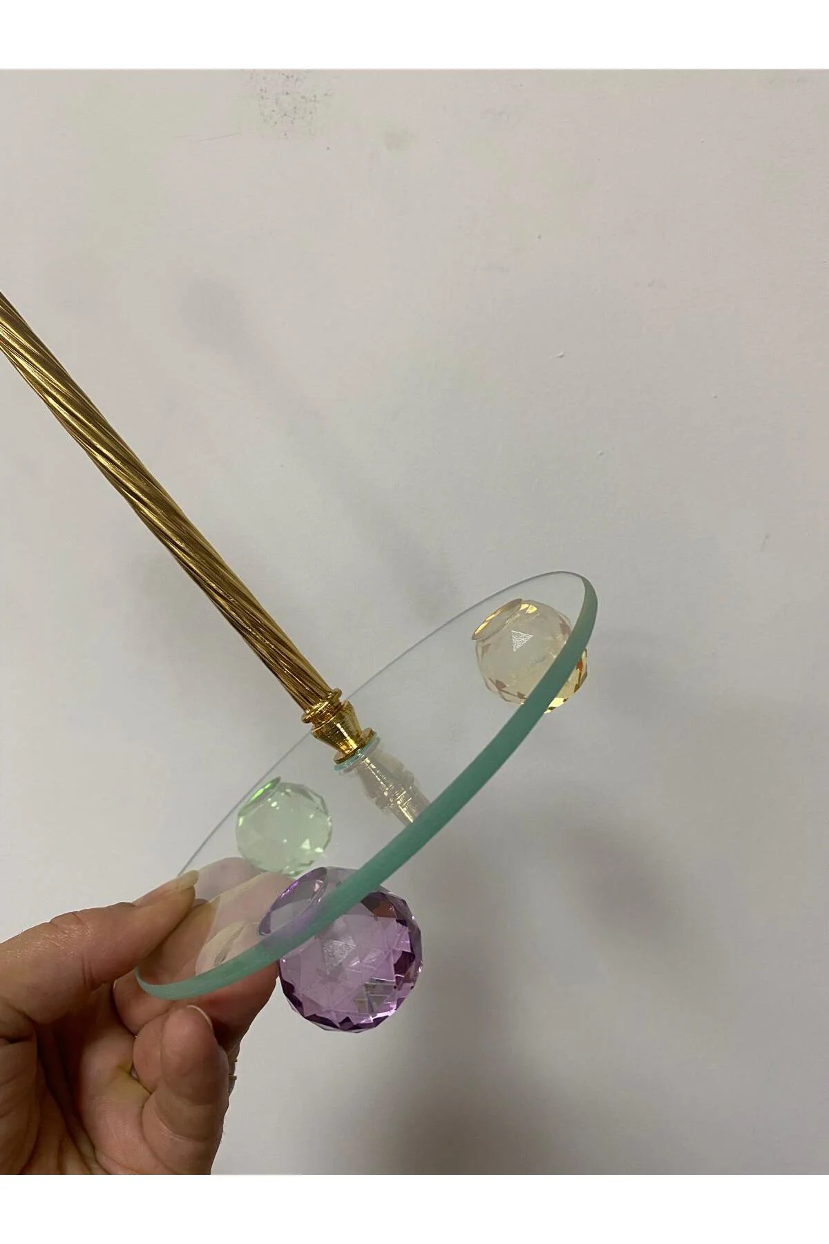 Dekoratif Kristal Taşlı Cam Kağıt Havluluk 30 cm