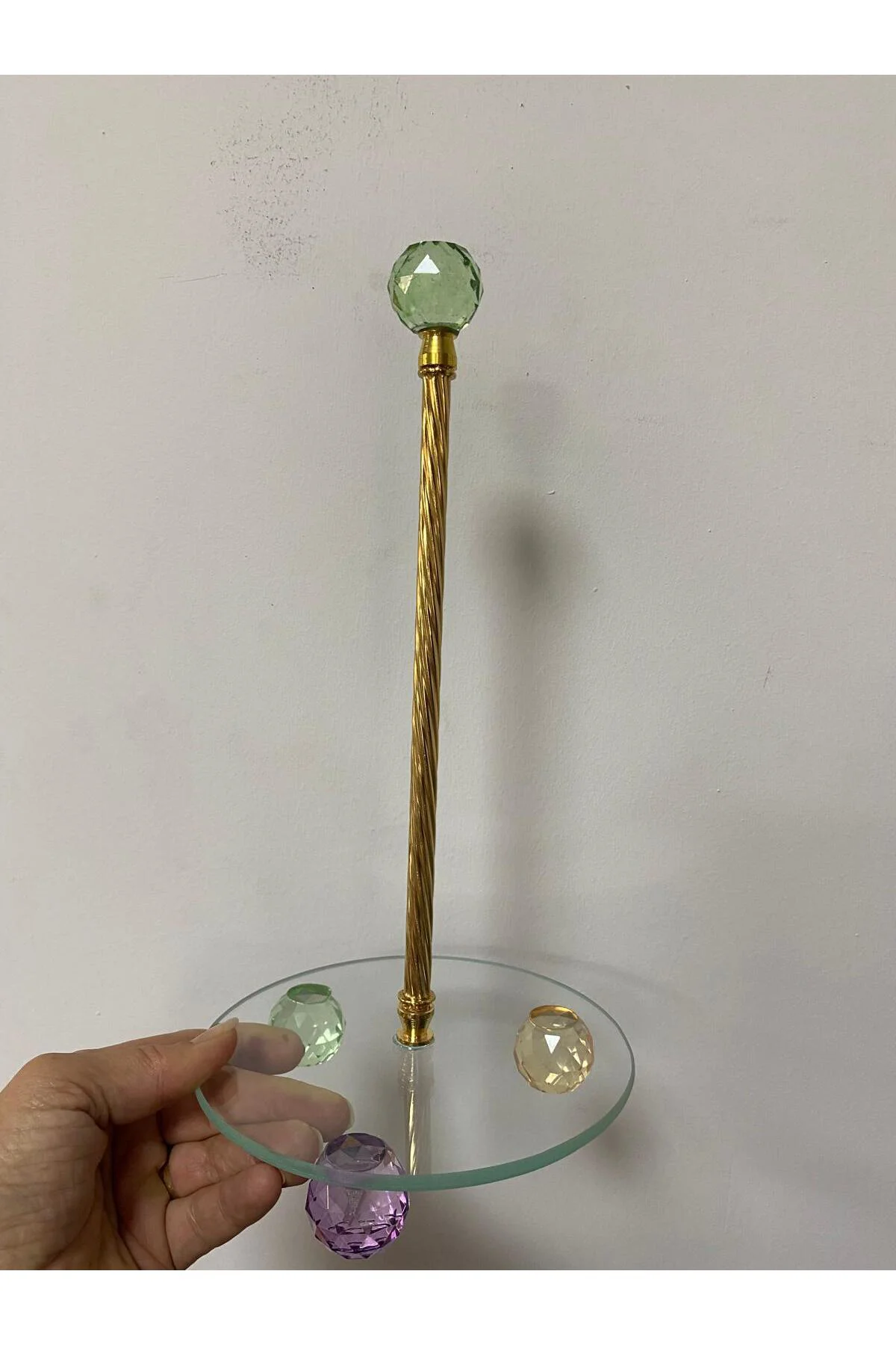 Dekoratif Kristal Taşlı Cam Kağıt Havluluk 30 cm