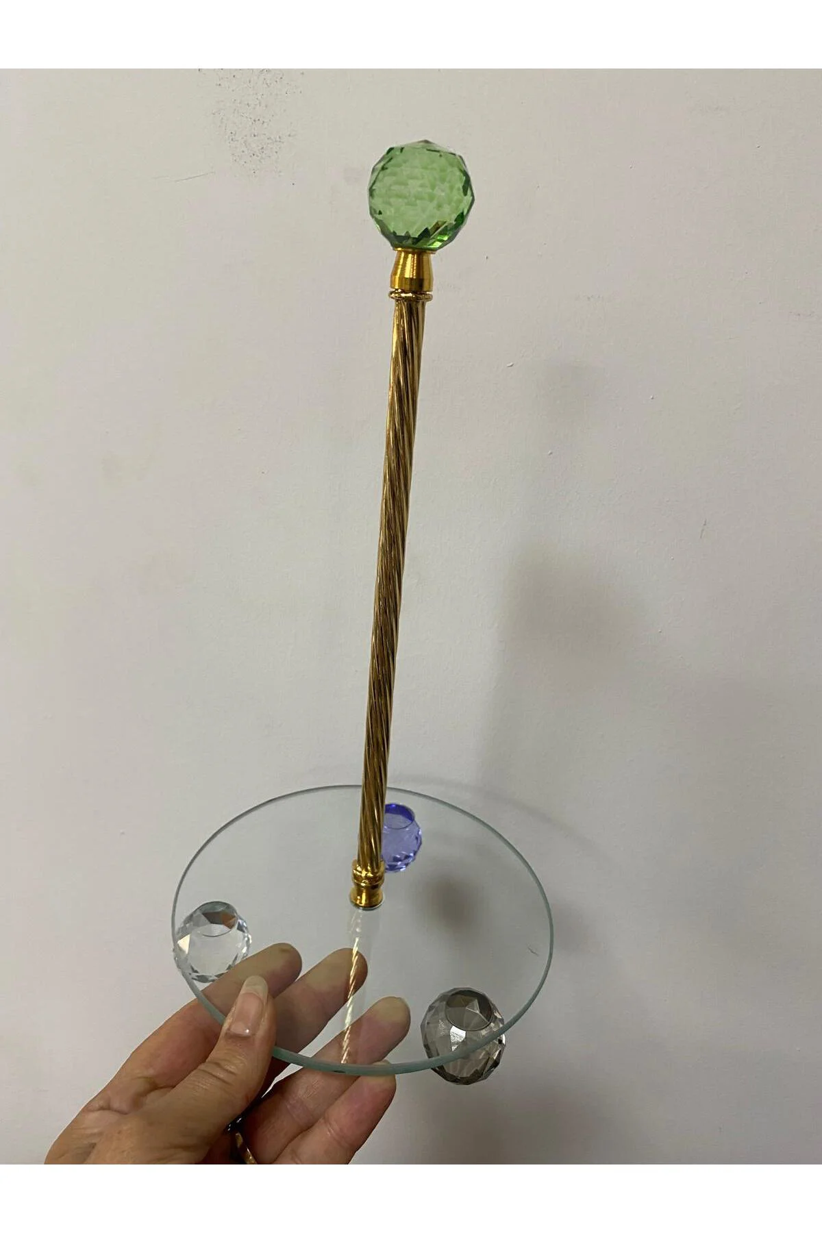Dekoratif Kristal Taşlı Cam Kağıt Havluluk 30 cm
