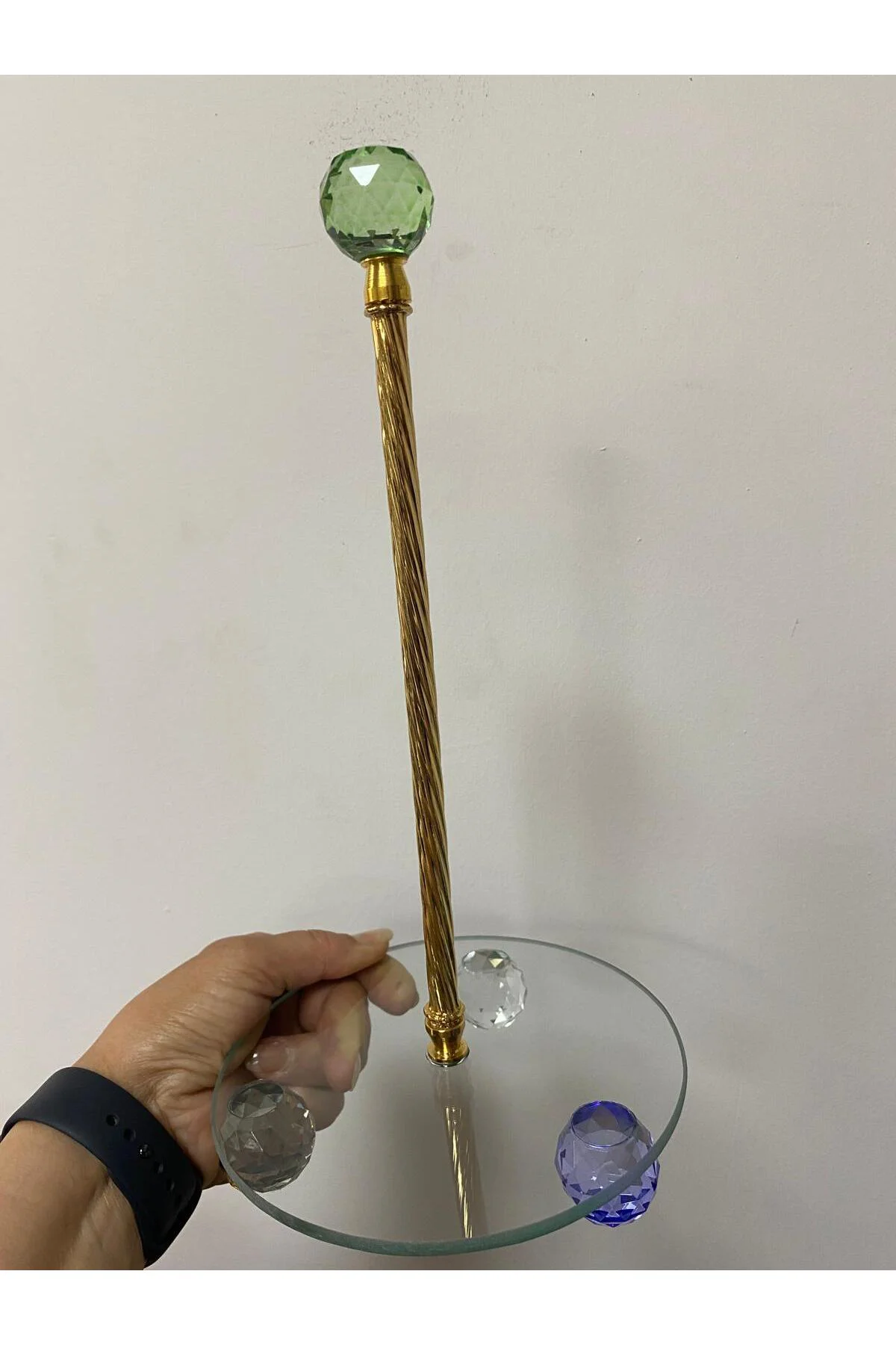 Dekoratif Kristal Taşlı Cam Kağıt Havluluk 30 cm
