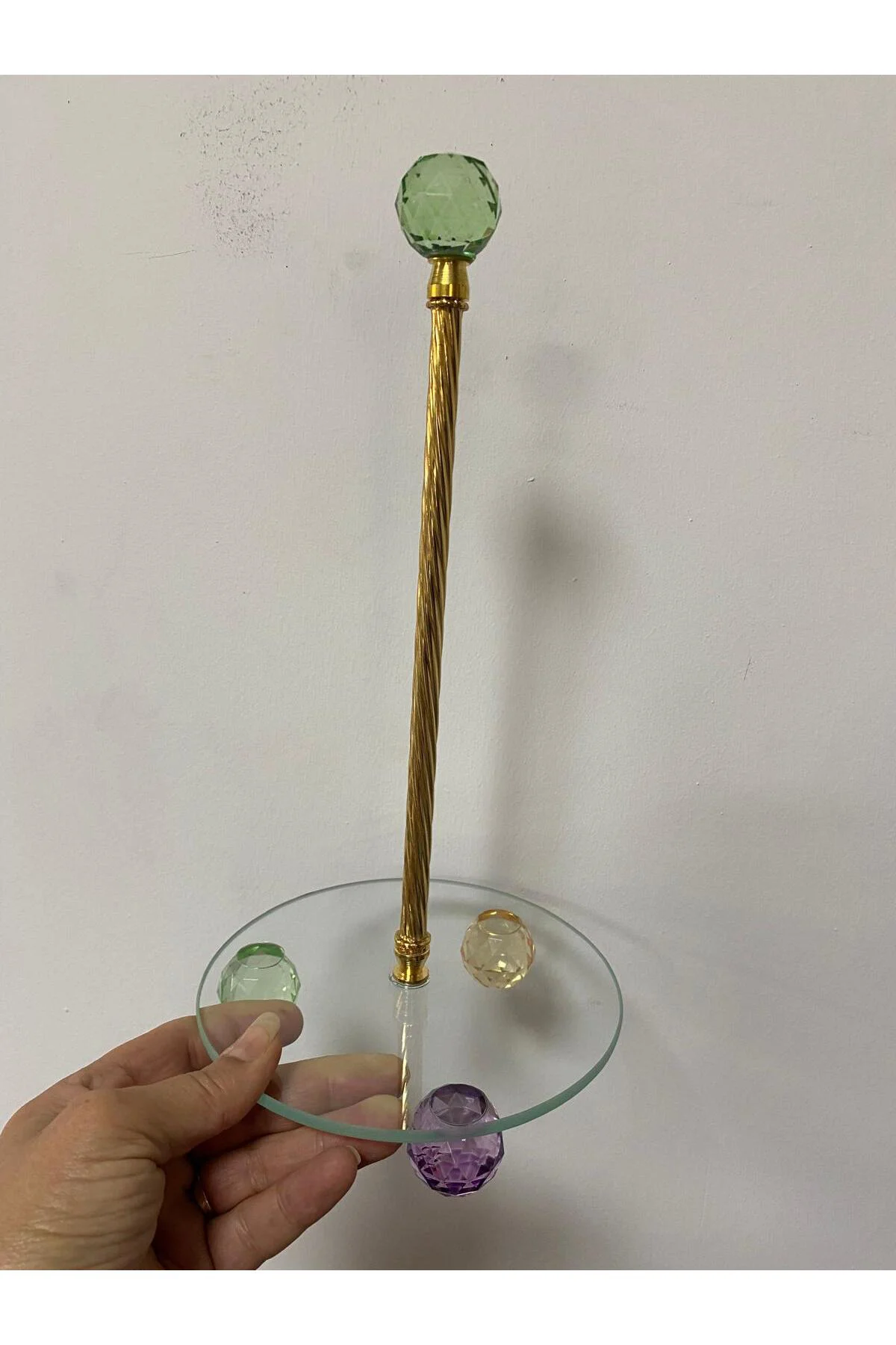 Dekoratif Kristal Taşlı Cam Kağıt Havluluk 30 cm