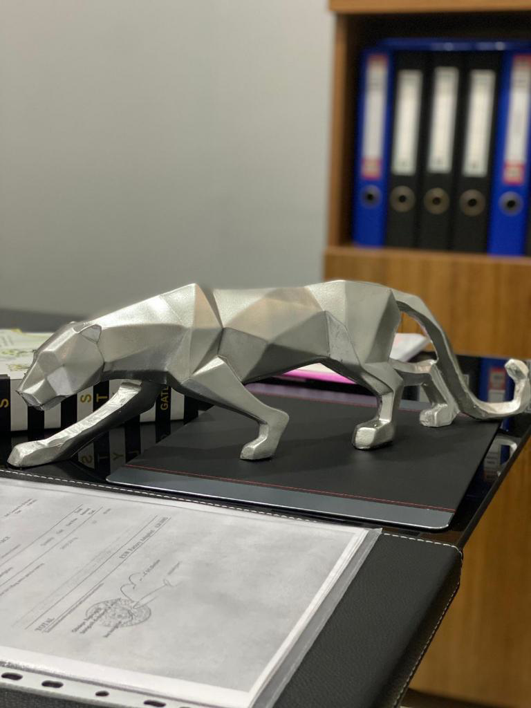 Dekoratif Kübik Leopar Biblo Gümüş Renk