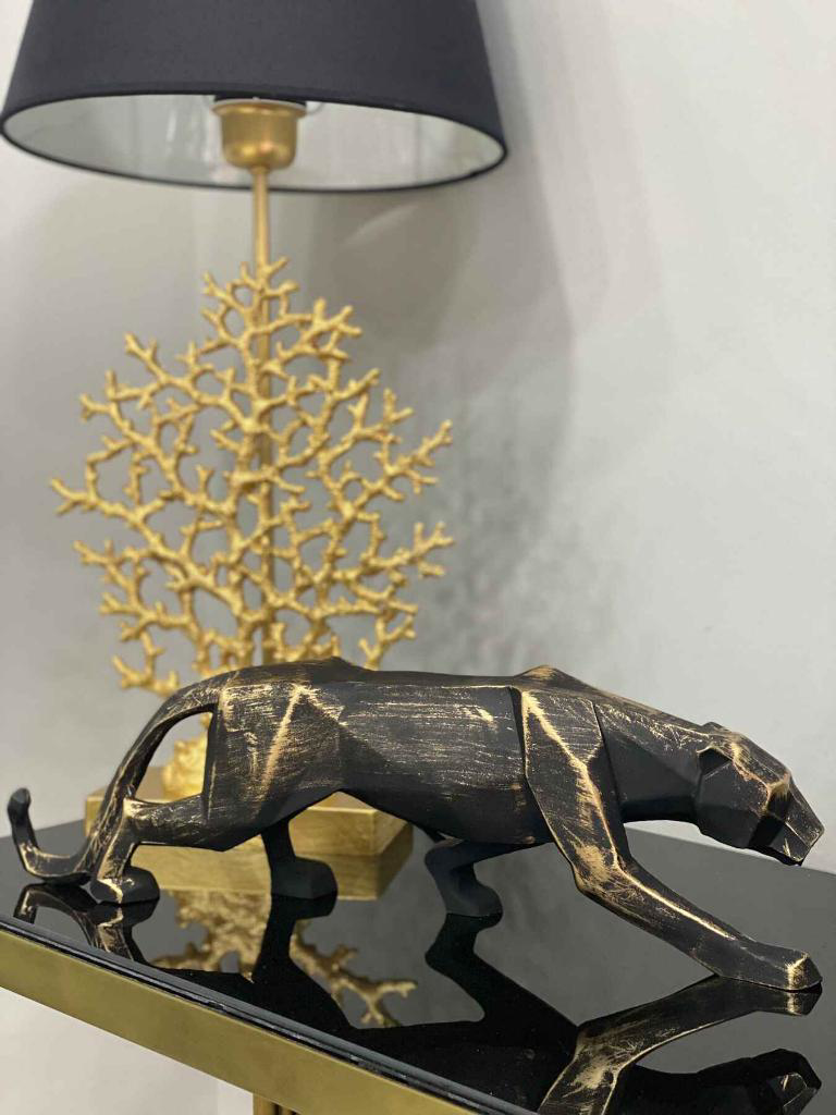 Dekoratif Kübik Leopar Biblo Siyah Gold Eskitme Renk