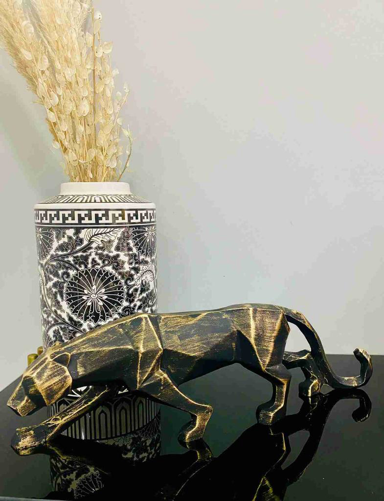 Dekoratif Kübik Leopar Biblo Siyah Gold Eskitme Renk