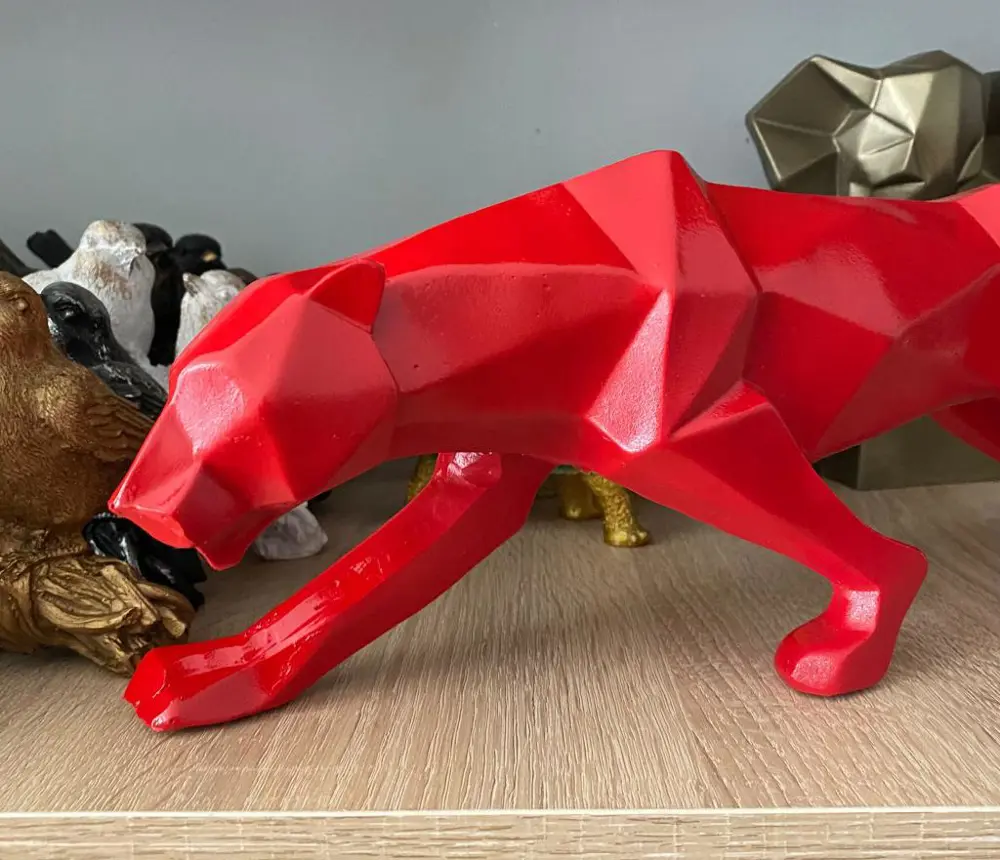 Dekoratif kübik leopar çita  biblo kırmızı