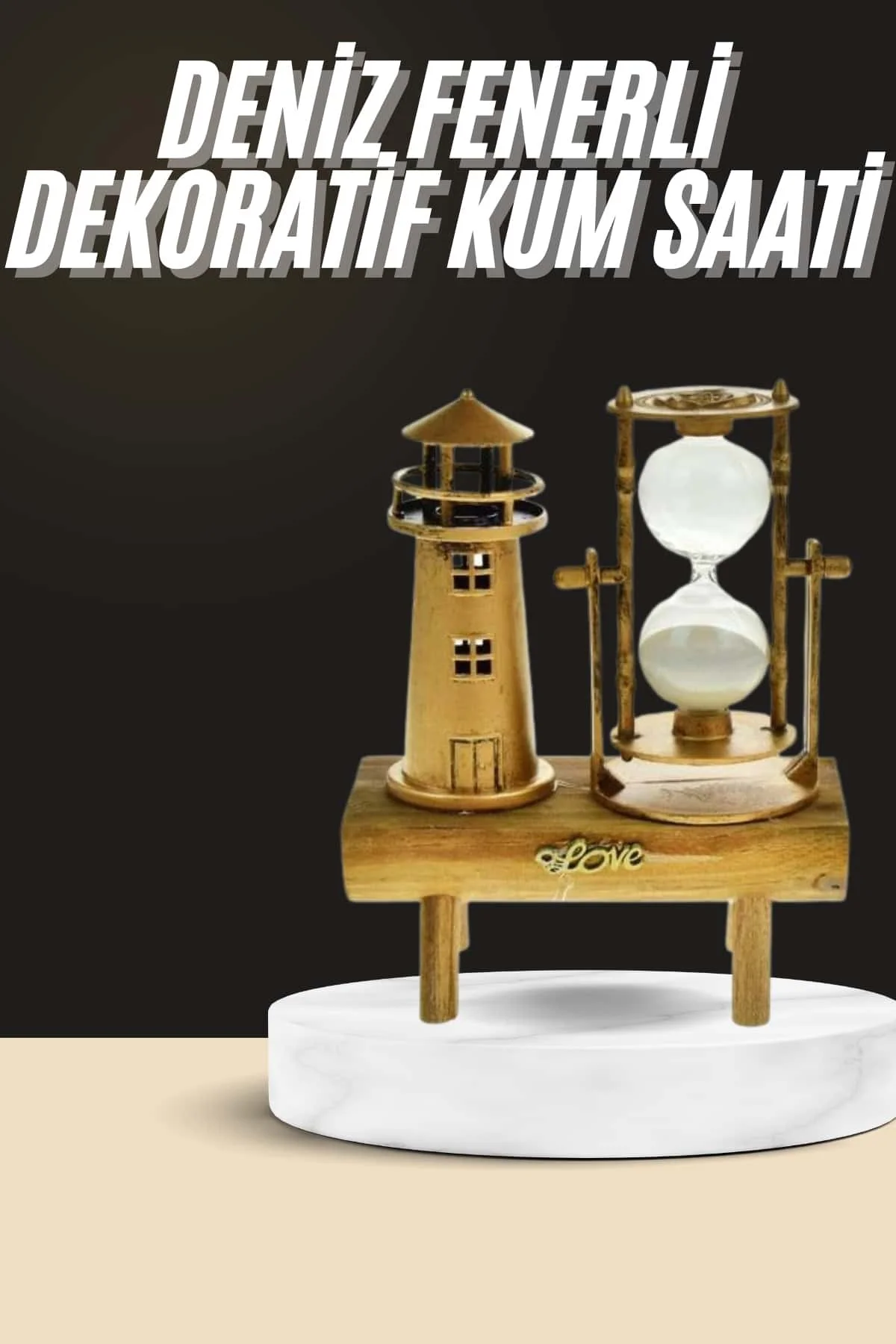 Dekoratif Kum Saati Deniz Feneri Masa Hediyeli Eşya
