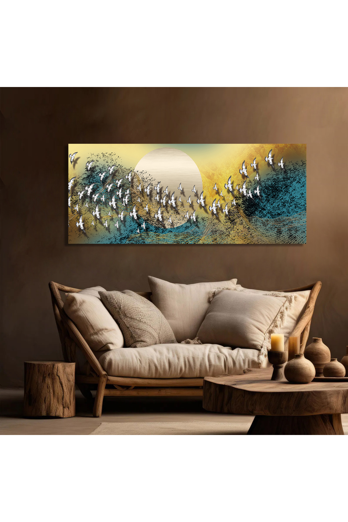Korkmazkanvas Dekoratif Kuşların Ay İle Dansı Kanvas Tablo