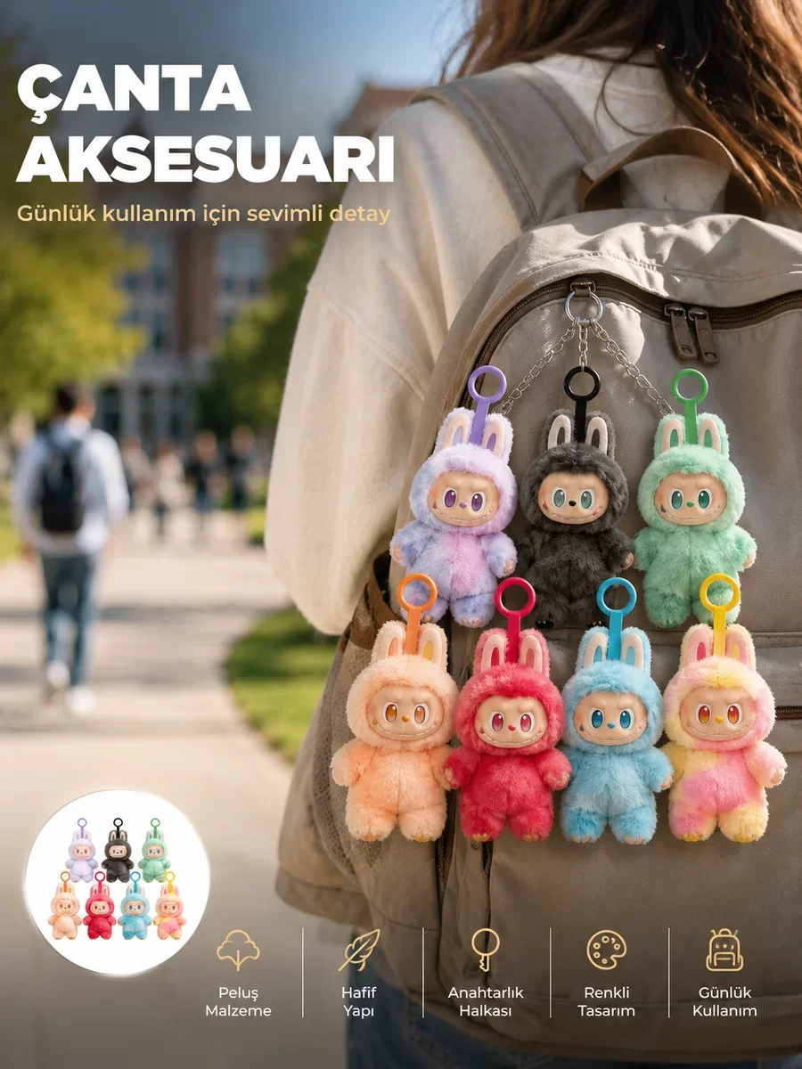Dekoratif Labubu Peluş Figürü - 20cm Kaliteli Estetik Oyuncak
