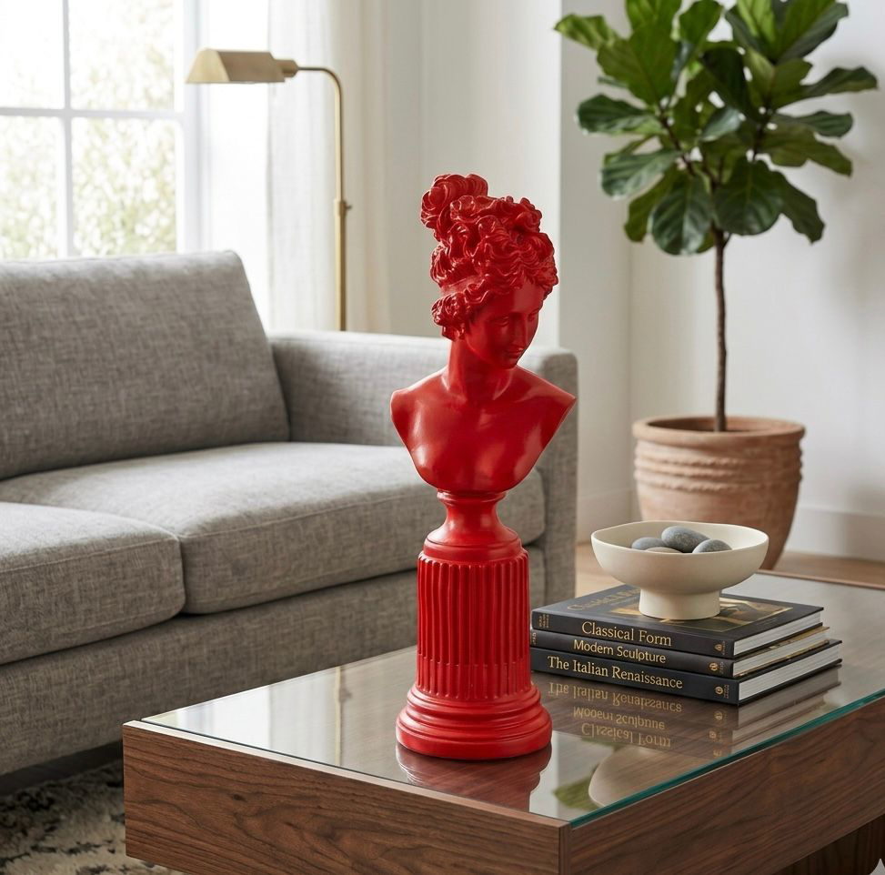 Dekoratif Lafayette Sutunlu Kadın Biblo Heykel