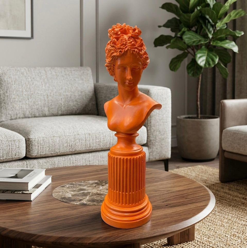 Dekoratif Lafayette Sutunlu Kadın Biblo Heykel