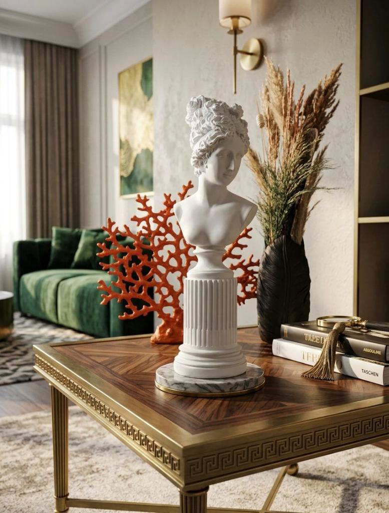 Dekoratif Lafayette Sutunlu Kadın Biblo Heykel