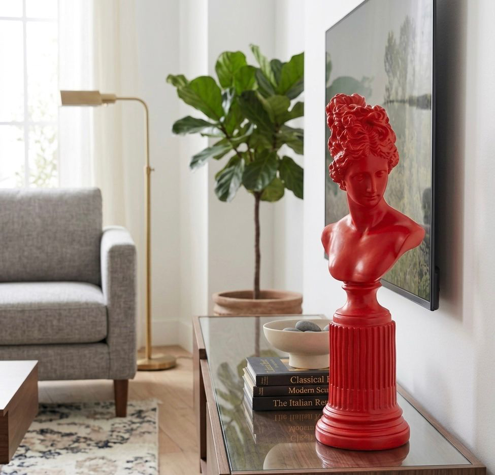 Dekoratif Lafayette Sutunlu Kadın Biblo Heykel