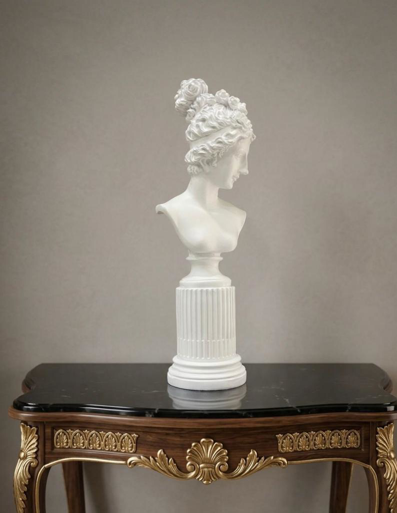 Dekoratif Lafayette Sutunlu Kadın Biblo Heykel