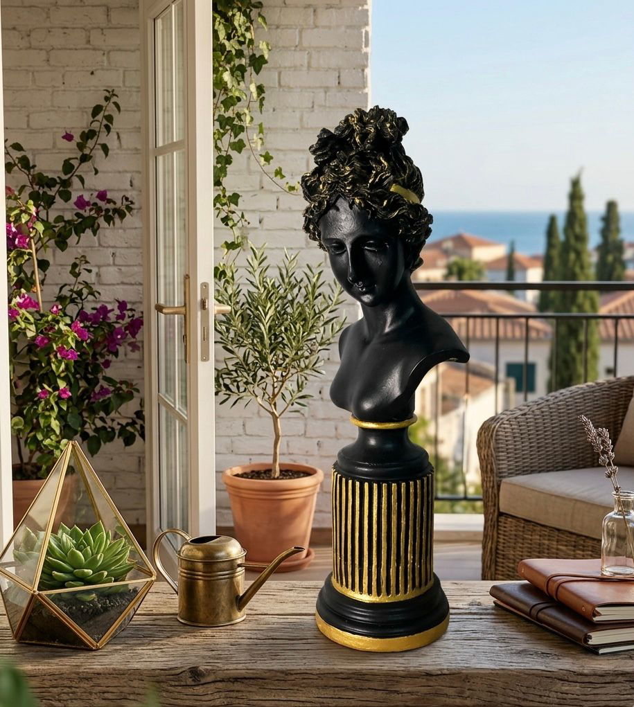 Dekoratif Lafayette Sutunlu Kadın Biblo Heykel