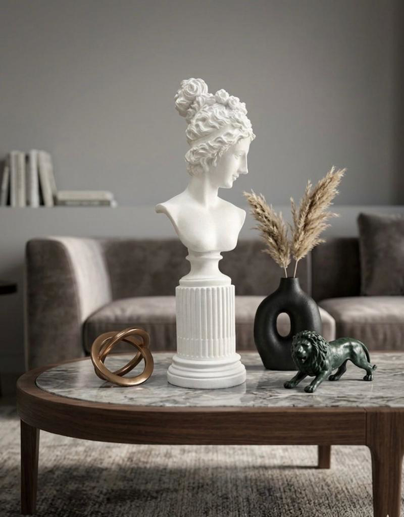 Dekoratif Lafayette Sutunlu Kadın Biblo Heykel