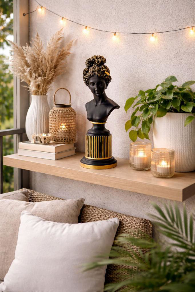 Dekoratif Lafayette Sutunlu Kadın Biblo Heykel