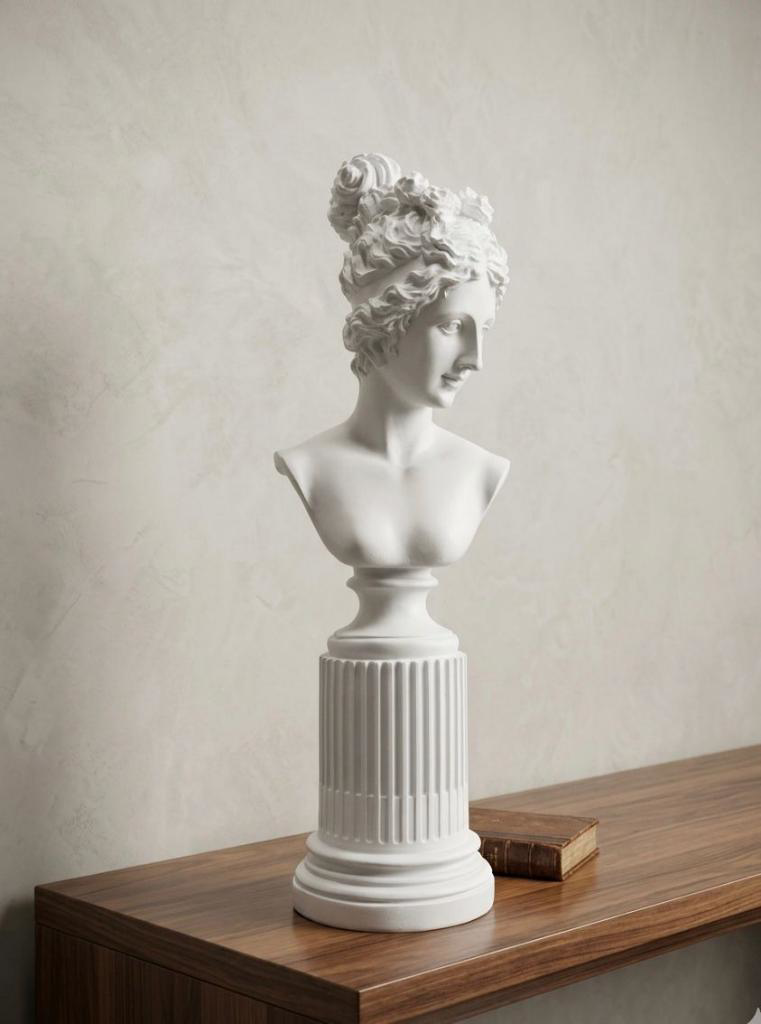 Dekoratif Lafayette Sutunlu Kadın Biblo Heykel