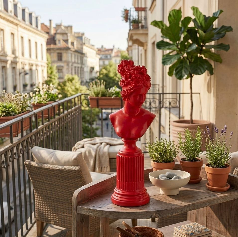 Dekoratif Lafayette Sutunlu Kadın Biblo Heykel