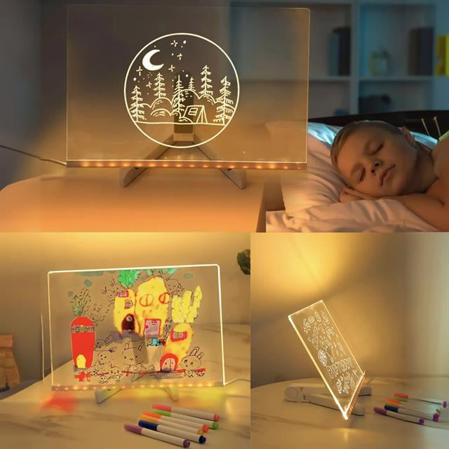Dekoratif LED Aydınlatmalı Şeffaf Işıltılı Yazı - Çizim Panosu Ta