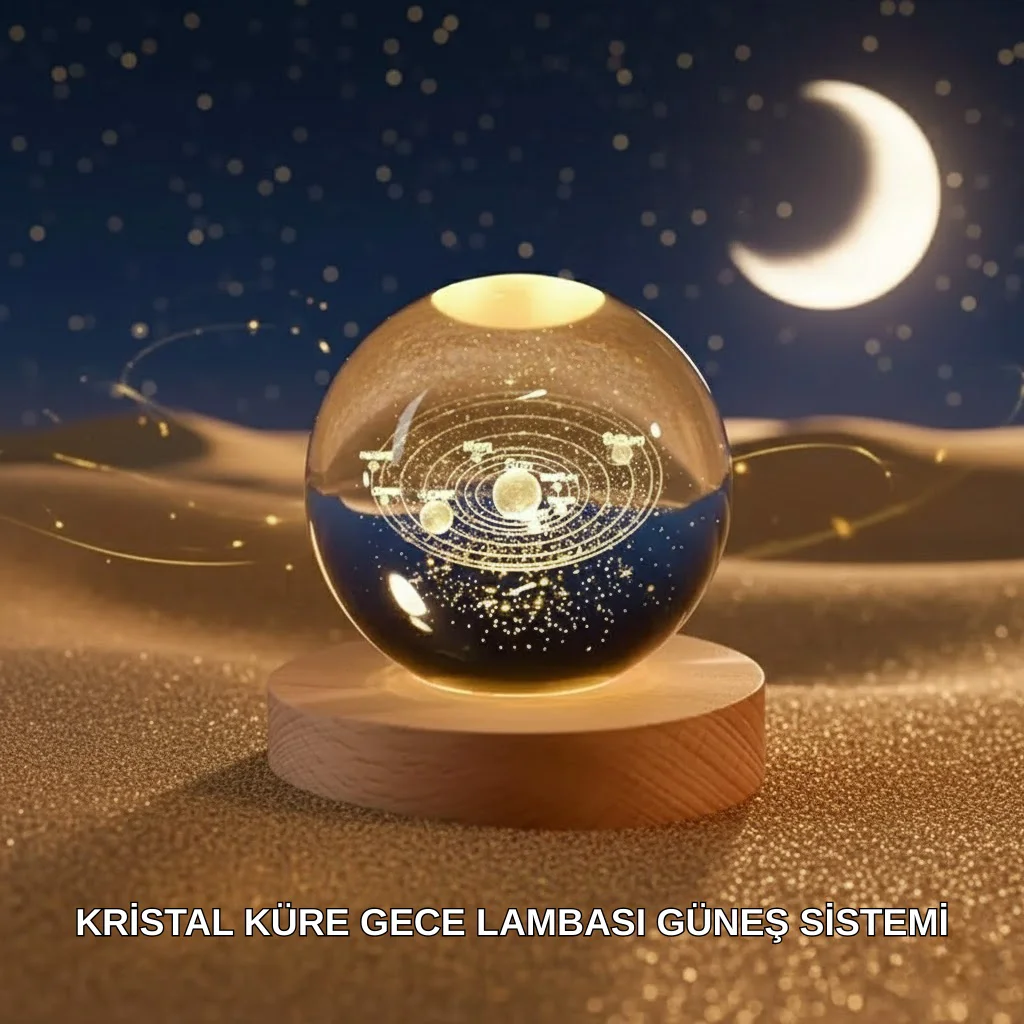 Dekoratif Led Kristal Küre Ahşap Altlıklı Şık Gece Lambası - Lisinya Diğer