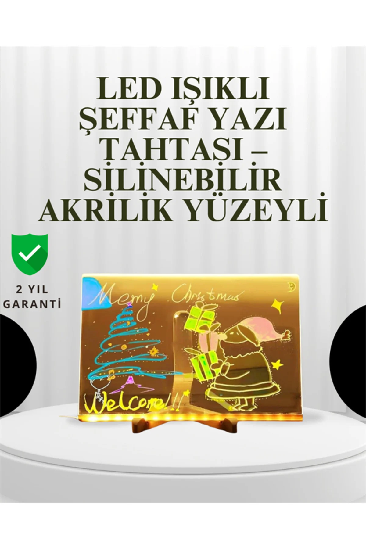 Dekoratif LED Yazı Tahtası – Silinebilir, Neon Kalemli, Planlama 